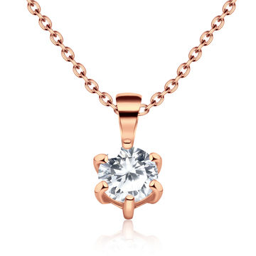 Rose Gold Plated CZ Motive 925 Silver Necklace SPE-972-RO-GP